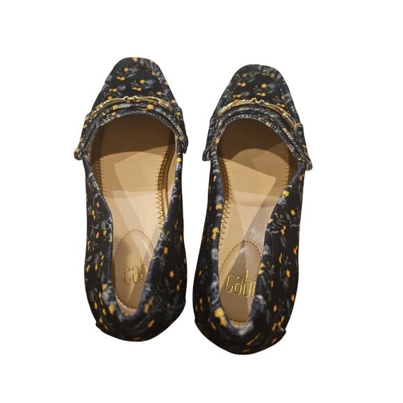 Cabi Carnaby Size 7M Blue Velvet Floral Gold Horsebit Loafers Womens Slip On - Picture 4 of 9
